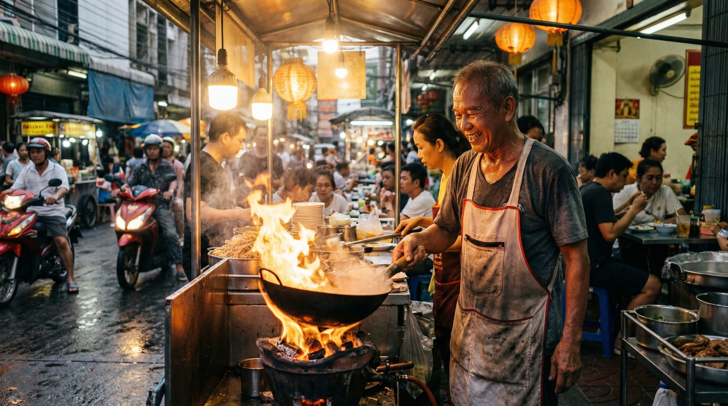 Nouilles drunken thaïlandaises avec boeuf