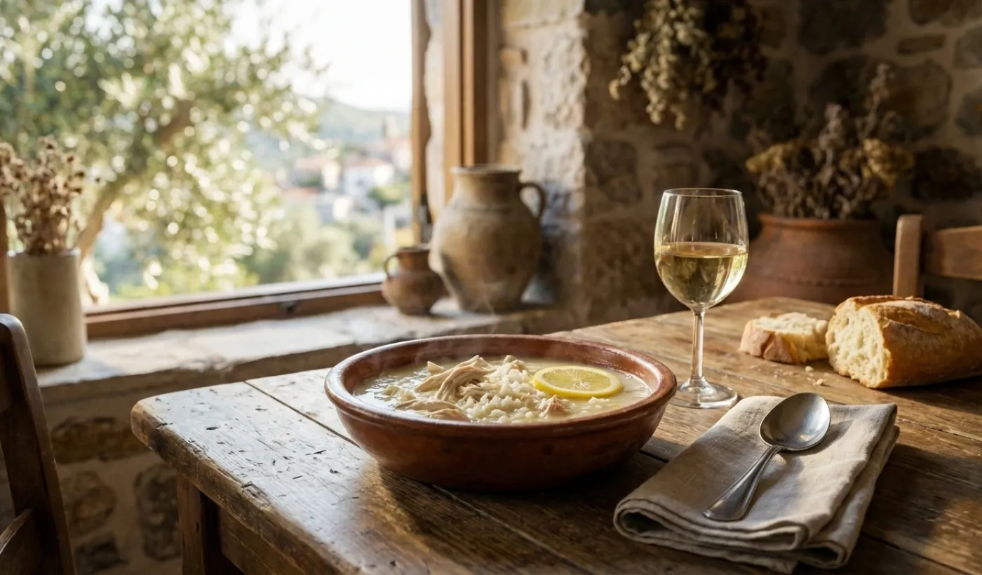 Griego-Estilo Lemon & Chicken Soup - Bright, Silky y Soul-Warming
