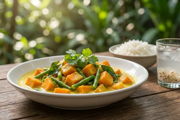 Pommes de terre douces et haricots verts