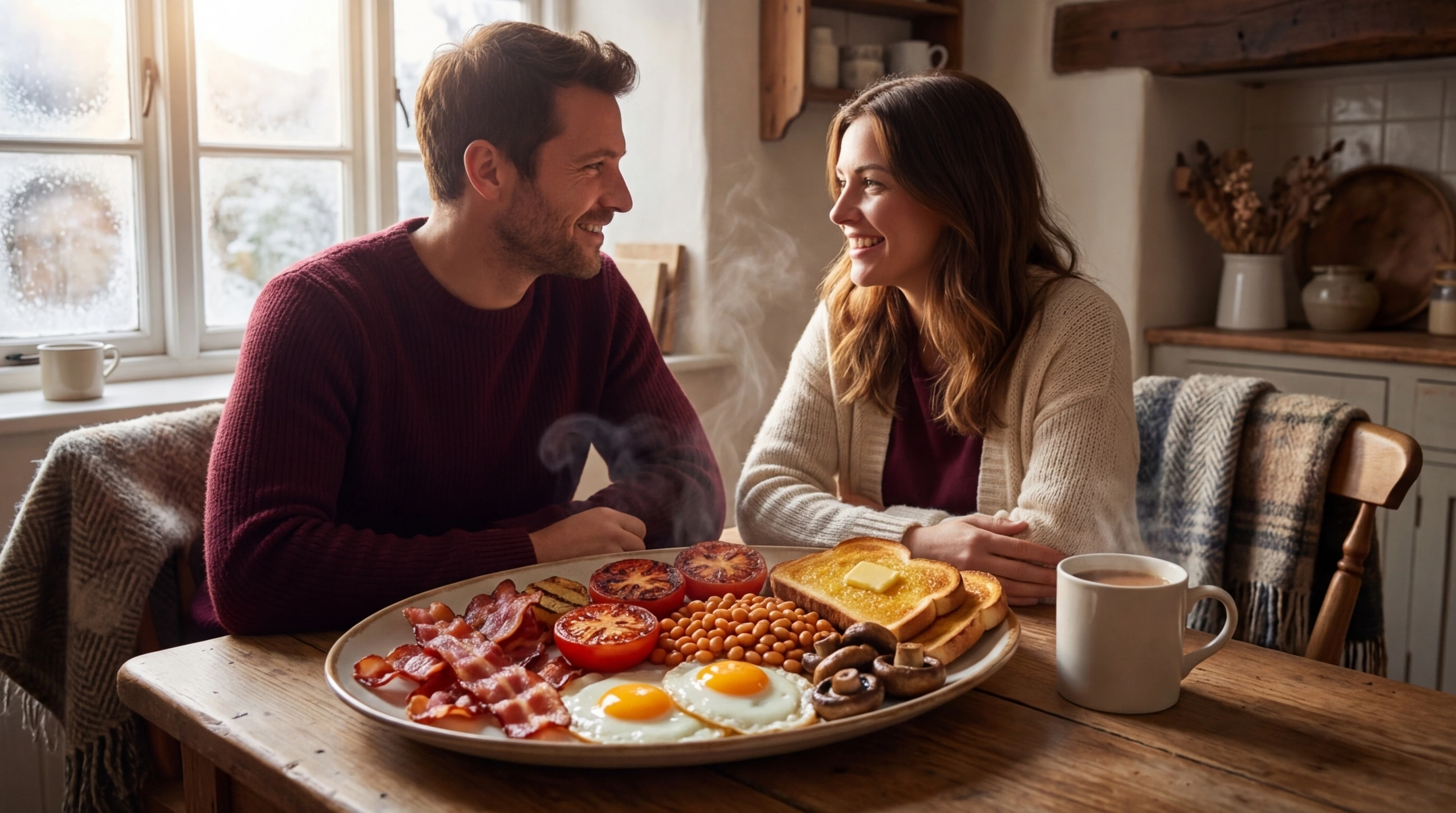 Desayuno inglés completo con tomates a la plancha