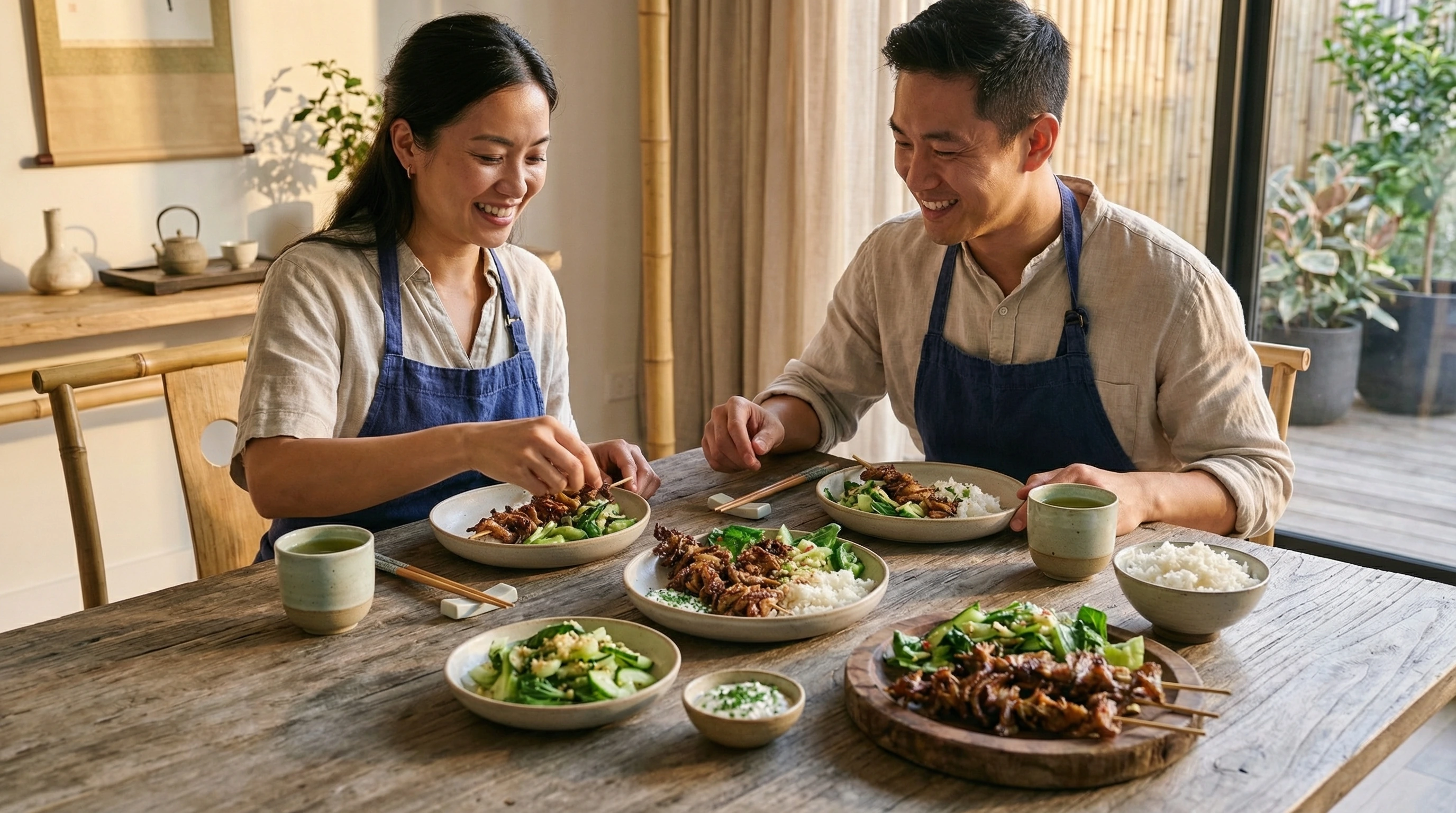 Crispy Oyster Mushroom Skewers With Bok Choy Salad